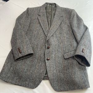 Harris Tweed VTG Grey Tweed 2 Button Blazer Size 42